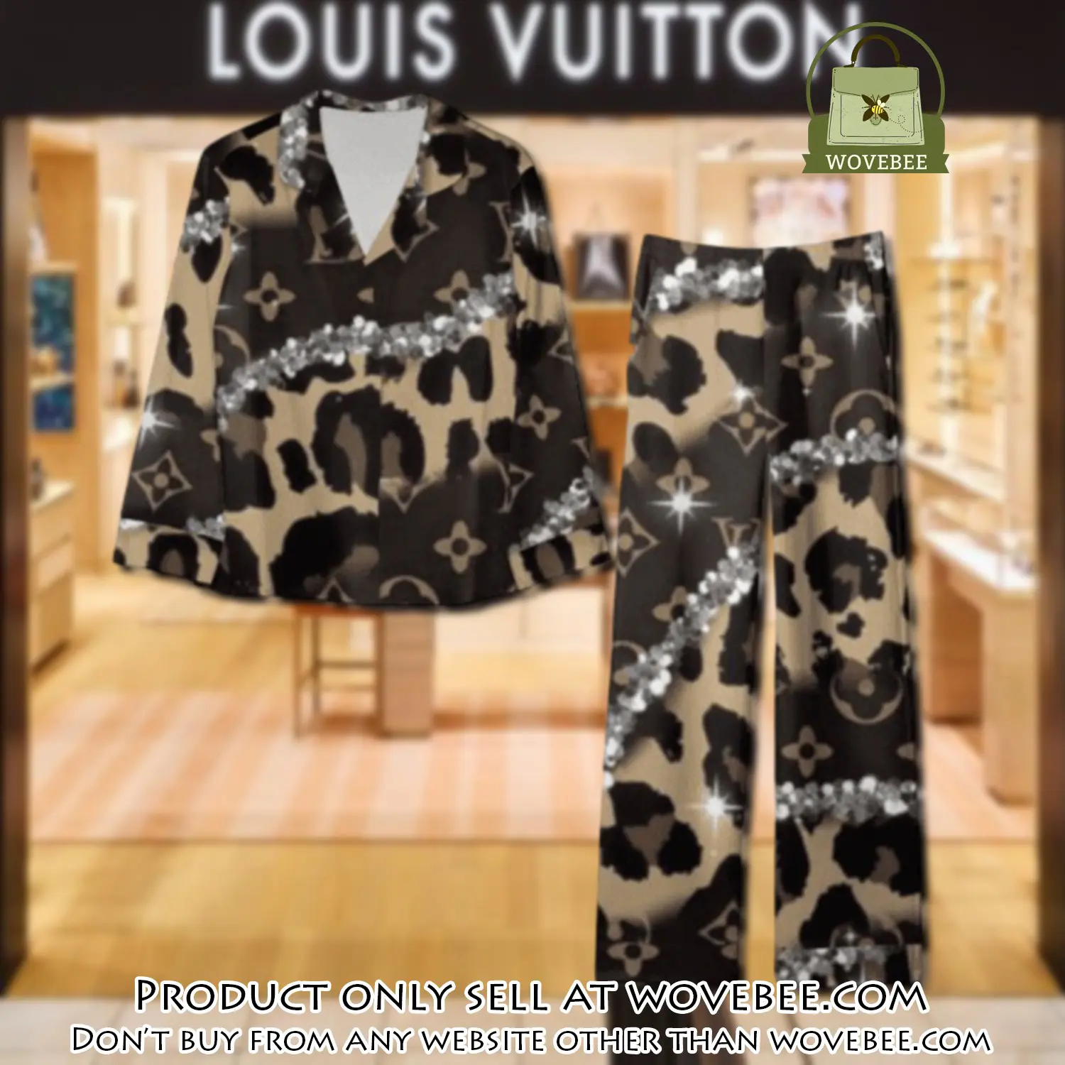 Trending luxury lv satin pajama set pjs1087 wvb1346241